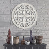 Arabesque and Cross Wall Medallion Home Decor – White (16”)